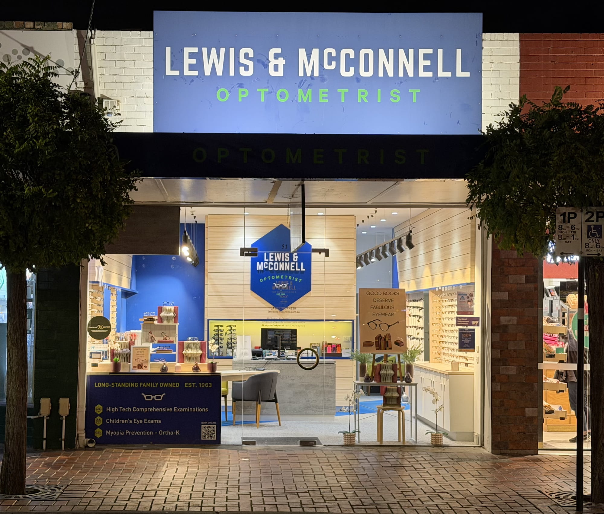 Lewis & McConnell Optometrist shopfront at 51 Hamilton Place, Mount Waverley, established 1963